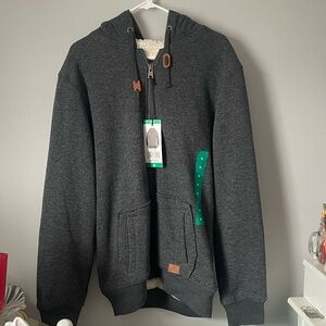 Buffalo David Bitton Charcoal Gray Sherpa-Lined Hoodie